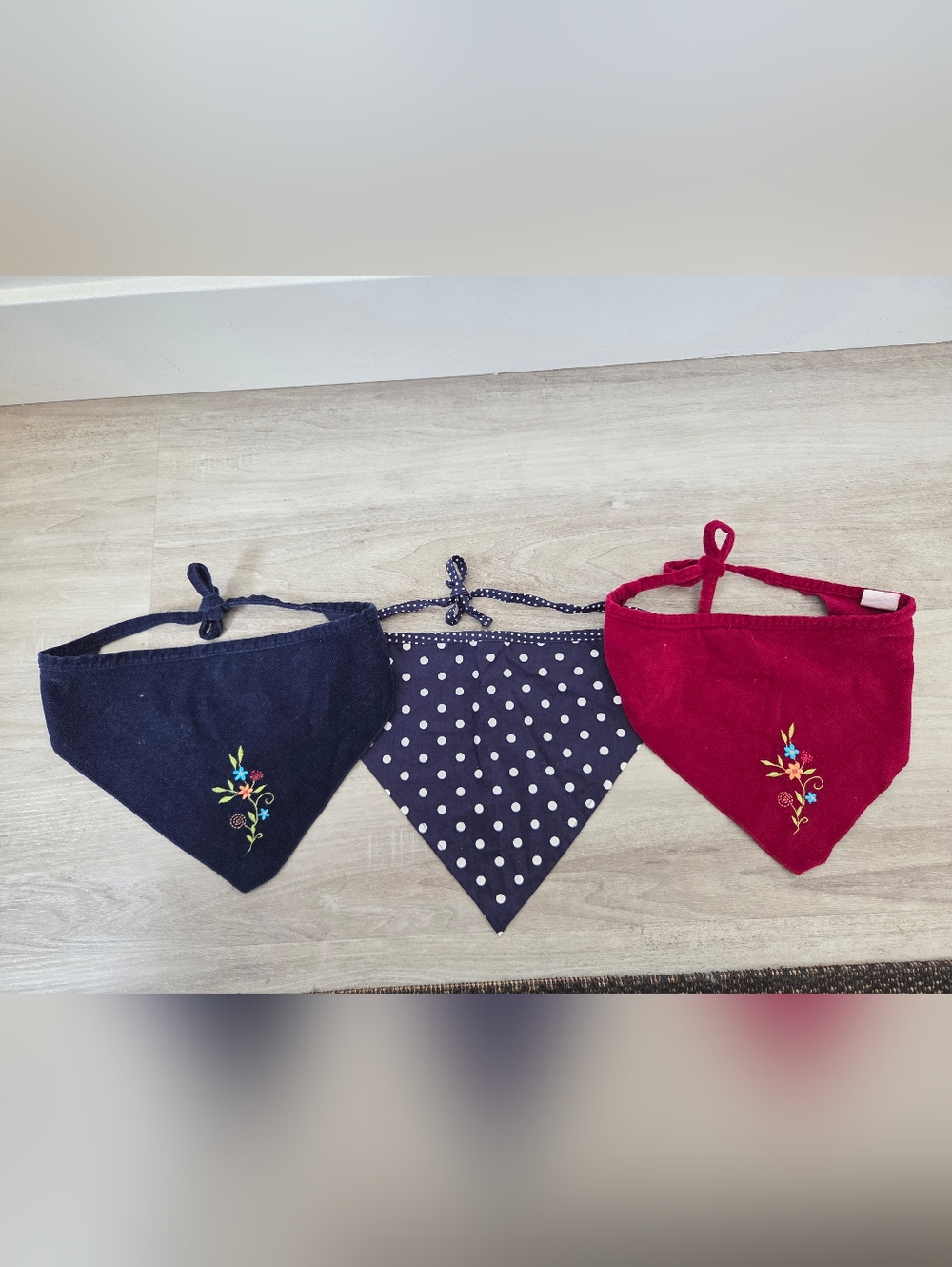 Set Of 3 Bibs Dog Bandana Collars Dickie Removable Country Floral Cottagecore